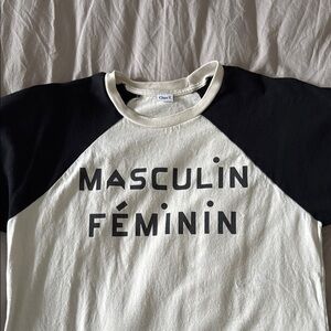 ClareV Masculin Féminin Black and White Raglan Tee